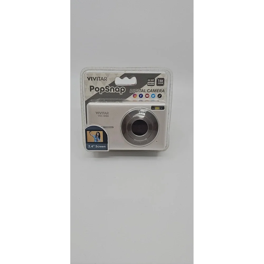 Vivitar PopSnap VEC S124 Digital Camera 44MP 1080p HD 16x Zoom White New